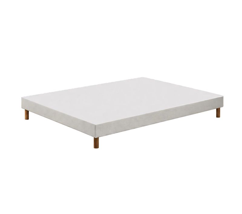Sommier Bois Massif, Lattes Passives, Tissu Blanc 160x200