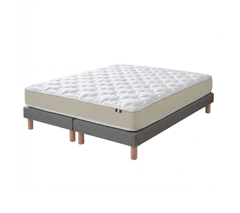 Ensemble 160x200 Matelas Polylatex 80 Kg/m3 Et Sommier Gris