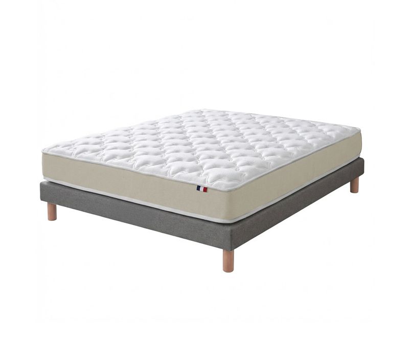 Ensemble 140x200 Matelas Polylatex 80 Kg/m3 Et Sommier Gris
