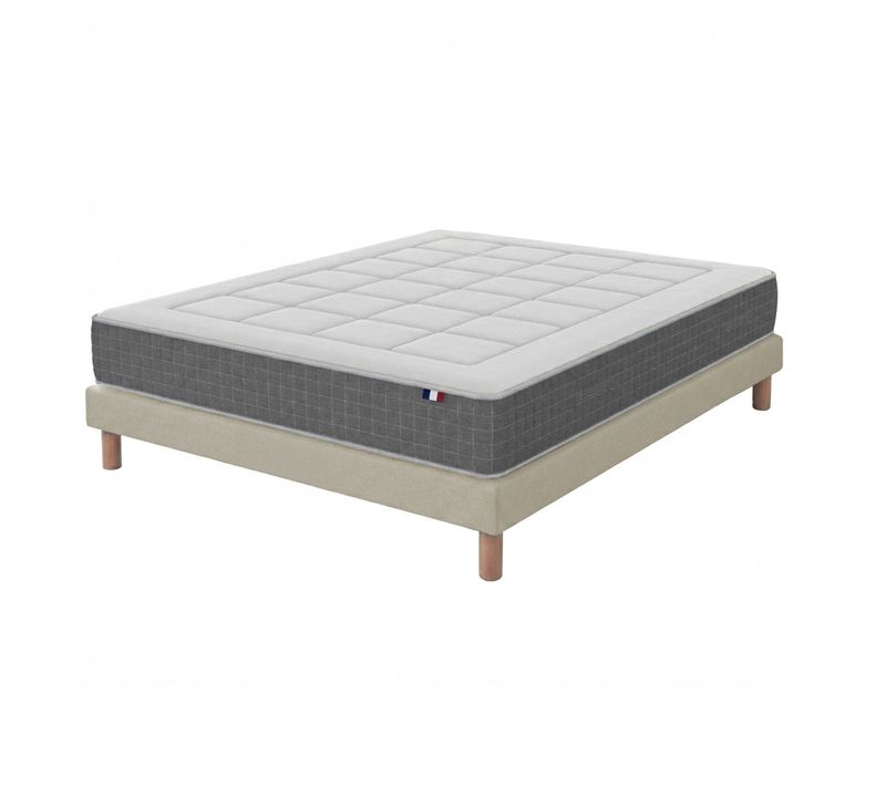 Matelas Ressorts 7 Zones H28 Sommier Beige 160x200