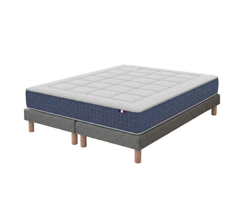 Matelas Hybride Accueil Memoire De Forme Sommier Gris 2x80 X 200
