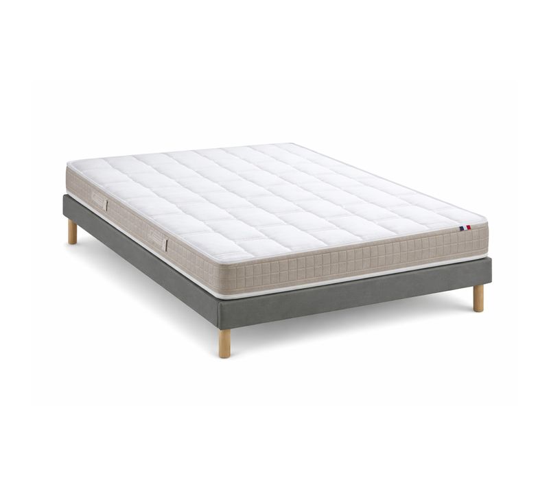 Matelas 100% Latex 5 Zones H18 Sommier En Kit Gris 140 X 200