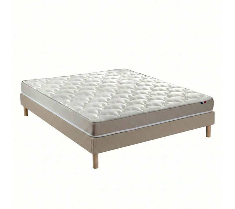 Matelas Accueil Latex H14 25kg/m3 140x200 Cm + Sommier Déco En Kit Beige