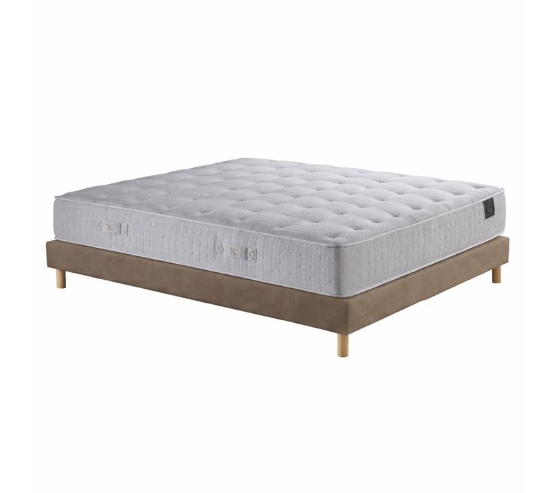 Ensemble Matelas Hybride Ensaches Comete H27 Sommier Taupe