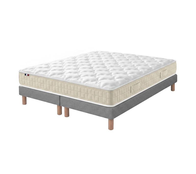 Ensemble Matelas Latex 160x200 + Sommier Déco 2x80x200 Cm Gris Foncé