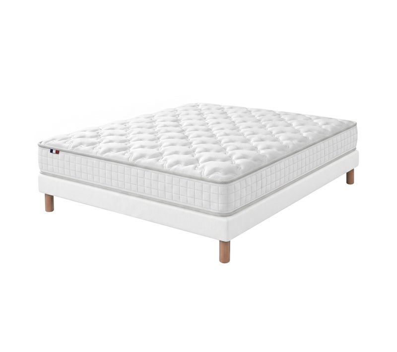 Ensemble Matelas Ressorts Astre 160x200 Cm + Sommier Déco Blanc
