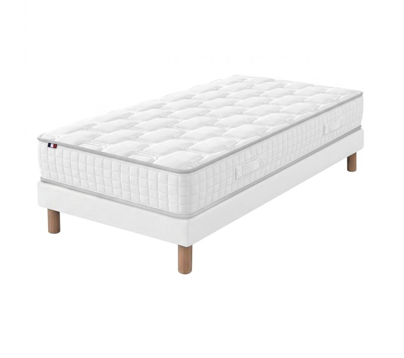 Matelas Ressorts Cosmos 90x200 Cm + Sommier Déco Gris Foncé