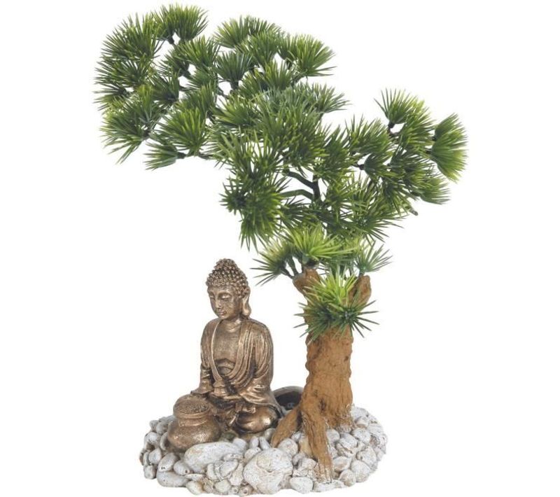 Décoration Diffuseur D'air Bouddha Avec Bonsai Pour Aquarium - 14,5 X 12 X 20 Cm