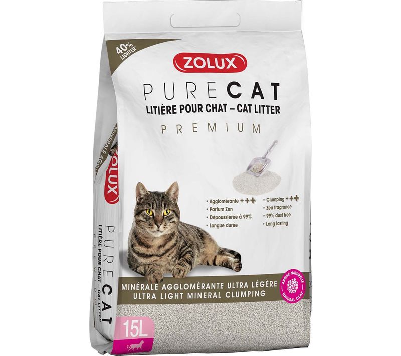 Litière Agglomérante Premium Pure Cat 15l