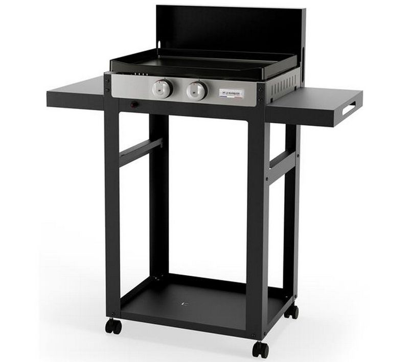 Plancha Gaz 4200w Plaque Fonte Émaillée 50x35cm Avec Chariot - Plfo250dc