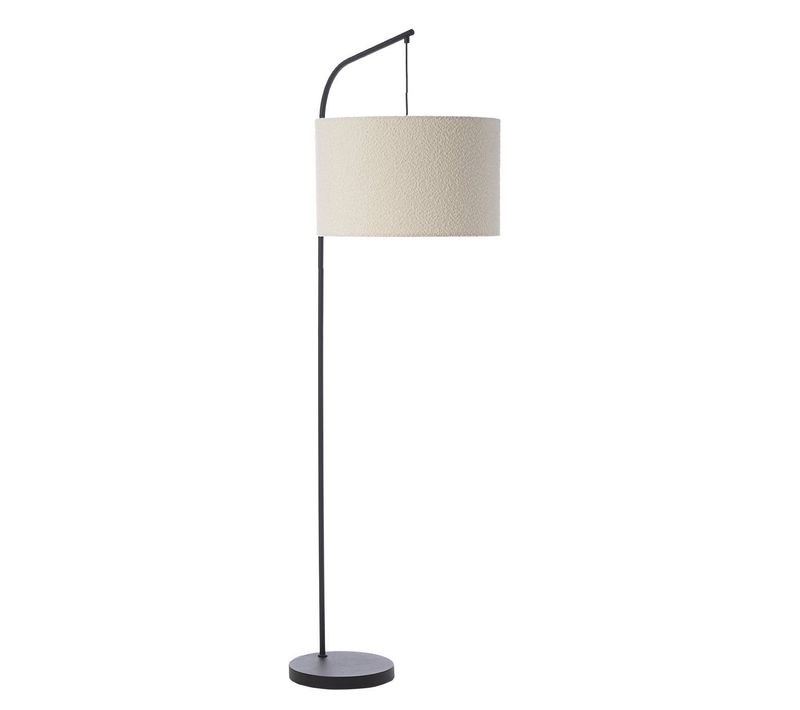 Lampadaire Déporté Badi En Tissu Bouclette, Textile, Diam. , Ampoule LED E27