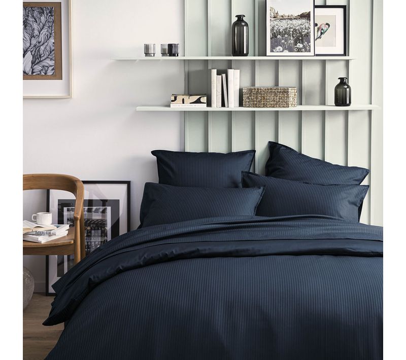 Housse De Couette En Satin De Coton Bleu 240x220