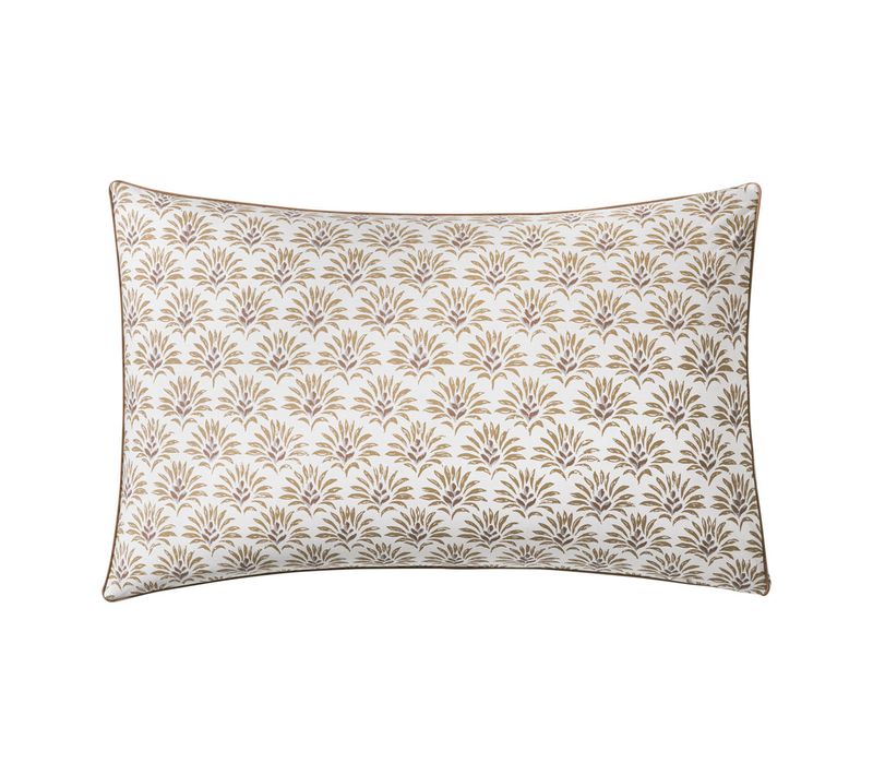 Taie D'oreiller En Percale De Coton Rose Et Beige 50x75