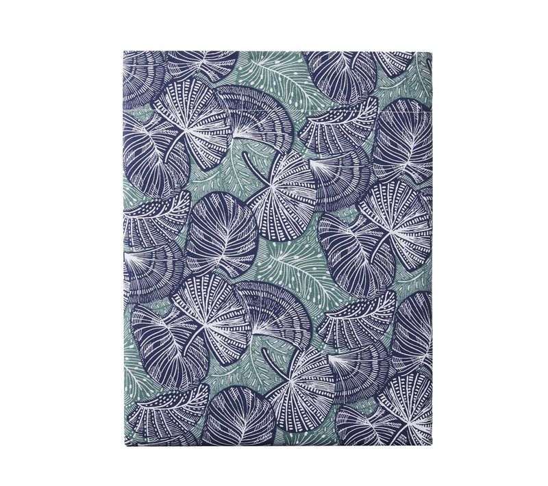 Drap Plat En Percale De Coton Bleu/vert 180x290