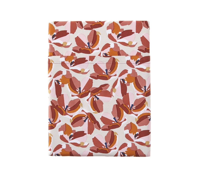 Drap Plat En Percale De Coton Rouge 270x300