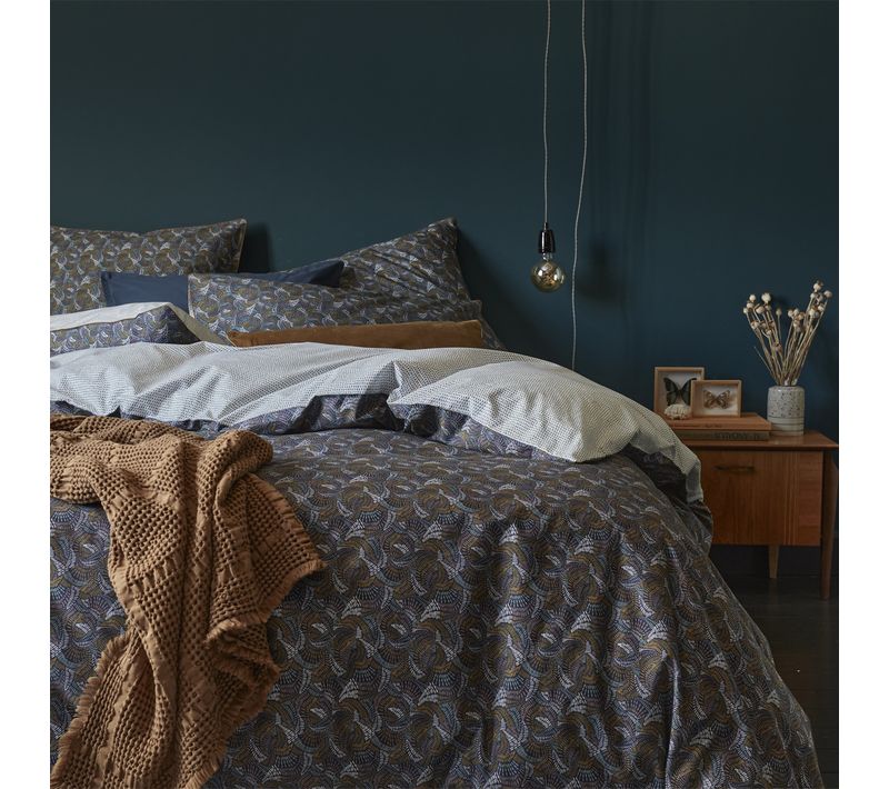 Parure De Lit En Percale De Coton Bleu 200x200