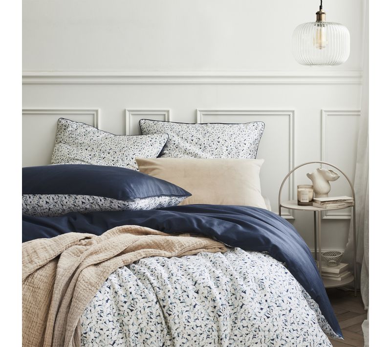 Housse De Couette En Satin De Coton Bleu 200x200