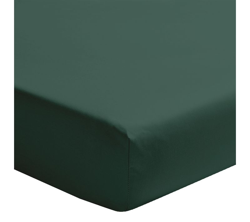Drap Housse Uni En Percale De Coton Vert Forêt 180x200