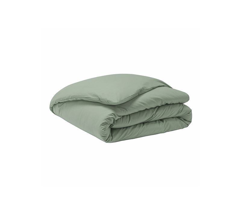 Housse De Couette Unie En Percale De Coton Vert 240x220