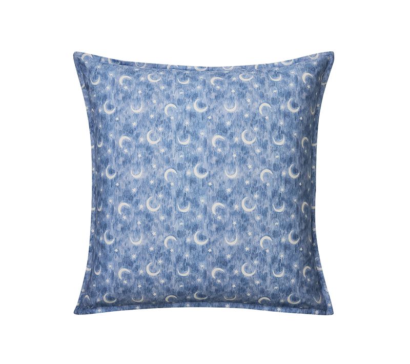 Taie D'oreiller Enfant En Percale De Coton Bleu 65x65 Cm