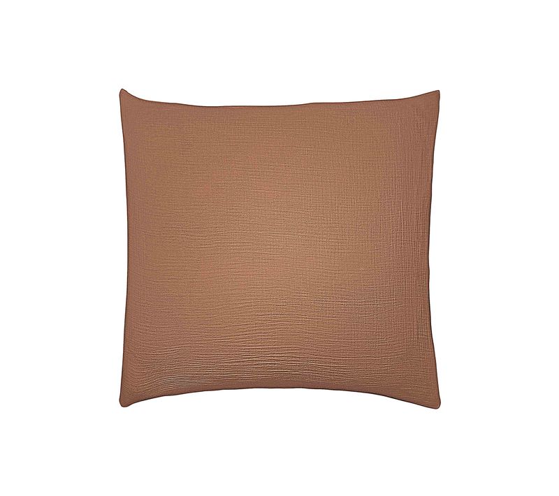 Taie D'oreiller En Gaze De Coton Marron 65x65