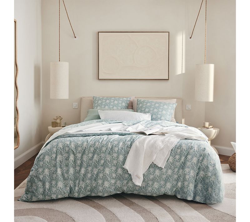 Housse De Couette En Percale De Coton Bleu 240x220