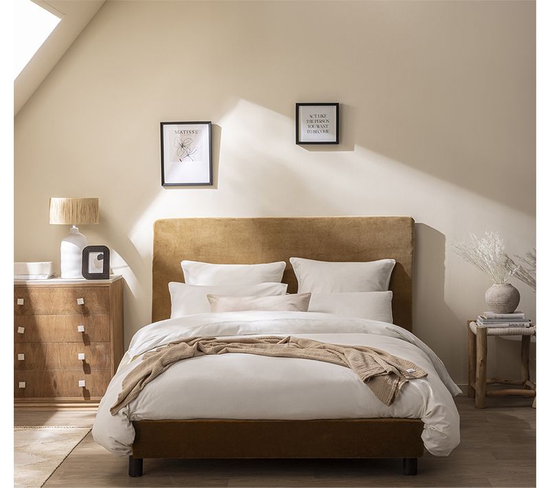 Parure De Lit En Flanelle De Coton Beige 140 X 200 Cm