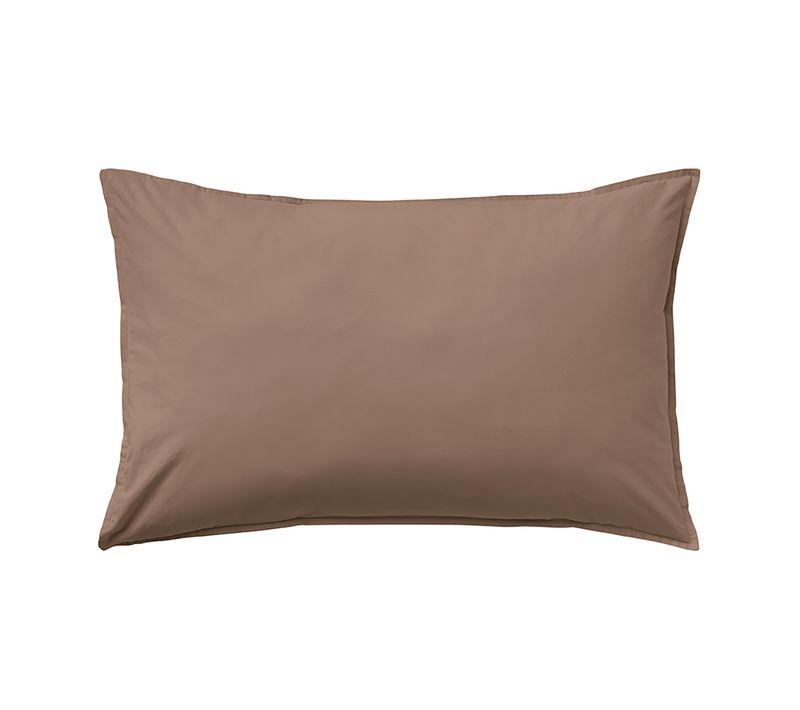 Taie D'oreiller En Percale De Coton Marron 50 X 70 Cm