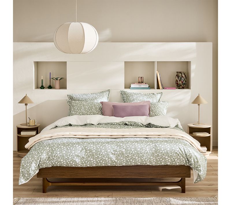 Housse De Couette En Percale De Coton Vert Clair 260 X 240 Cm