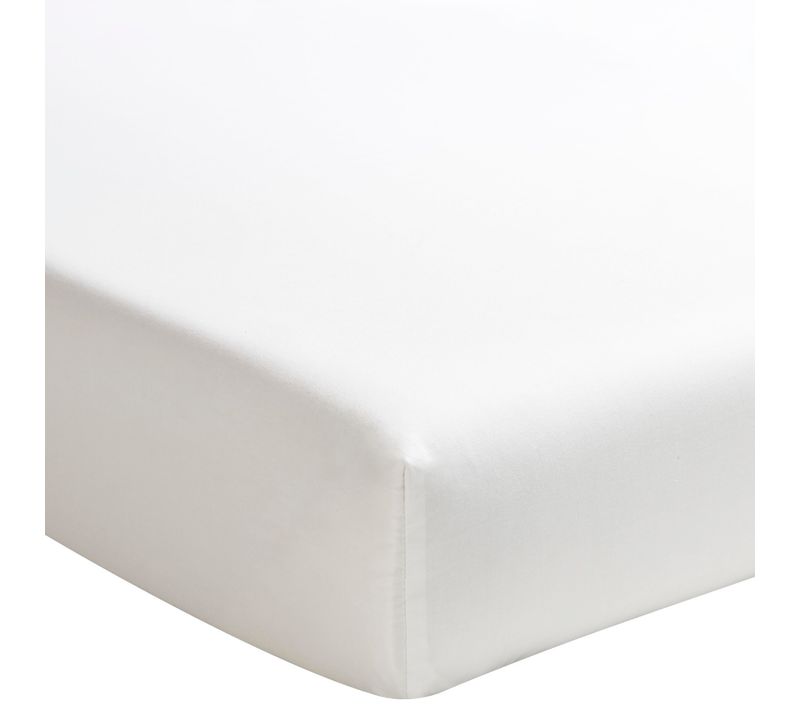 Drap Housse Uni En Percale De Coton Meringue 80x200