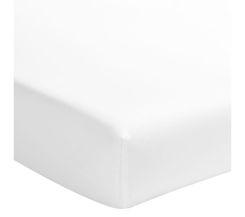 Drap Housse Uni En Satin De Coton Blanc 90x200