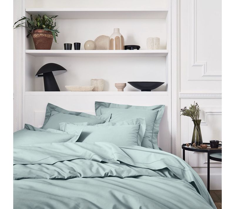Housse De Couette Unie En Percale De Coton Gris 240x220