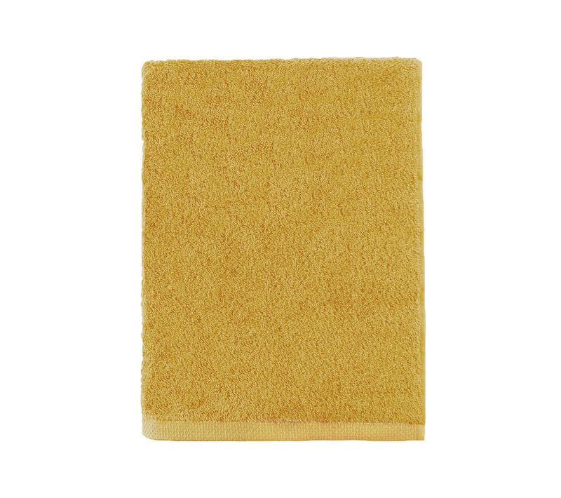 Serviette De Bain Unie En Coton Jaune Safran 55x100