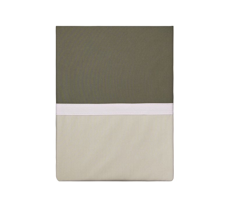 Drap Plat En Percale De Coton Kaki 240x300