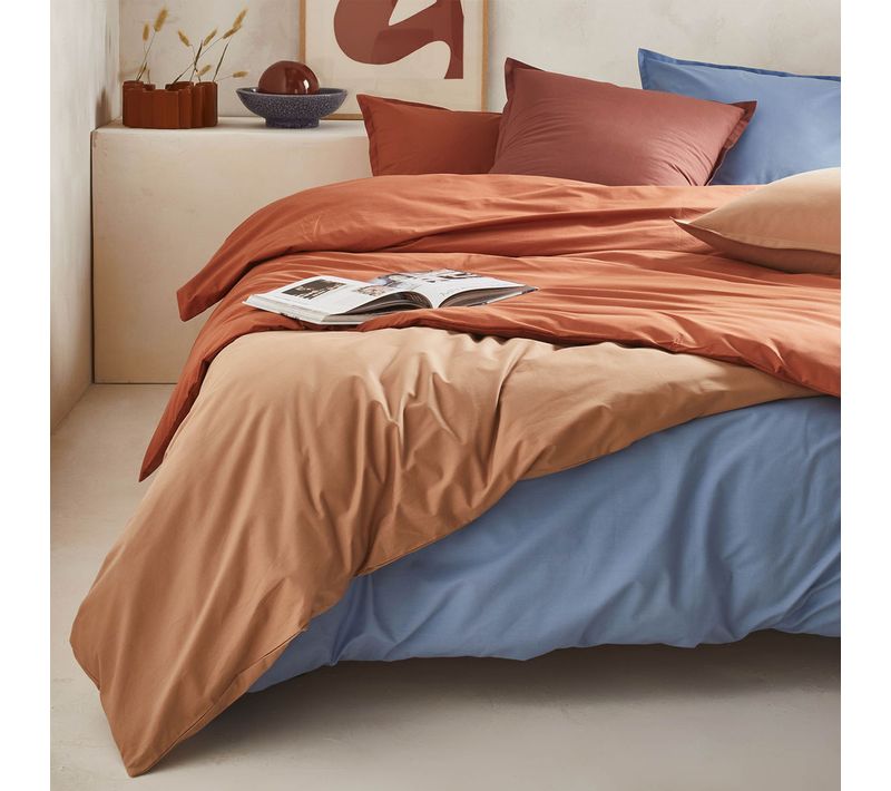 Housse De Couette En Percale De Coton Bleu 140x200