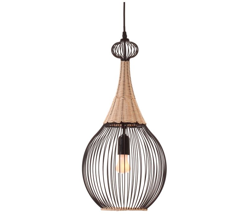 Suspension H. 58 cm ZAGORATAN Noire et naturel