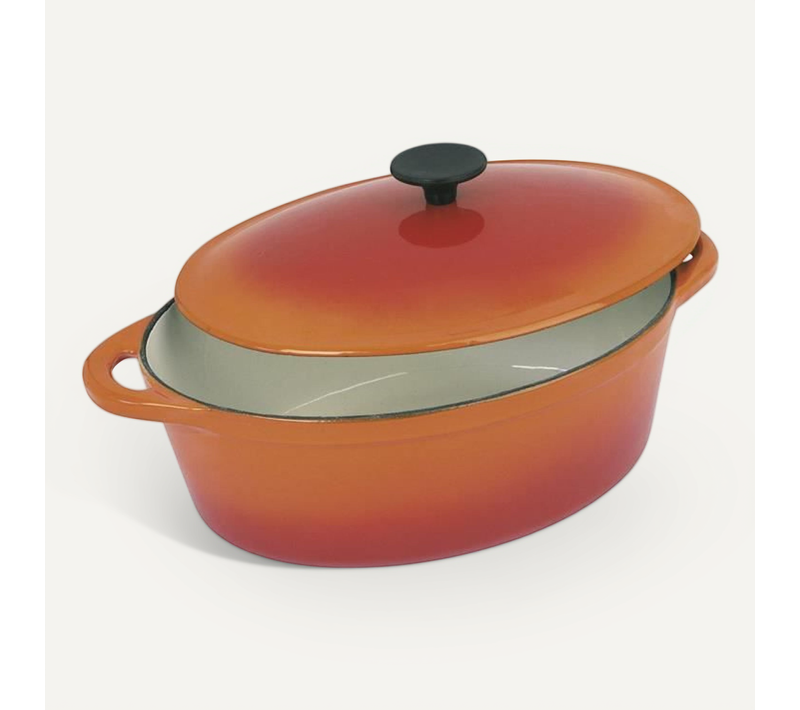 Cocotte Ovale Grand Chef En Fonte D'acier Émaillée L 37 Cm 9 L Orange Tous Feux Dont Induction