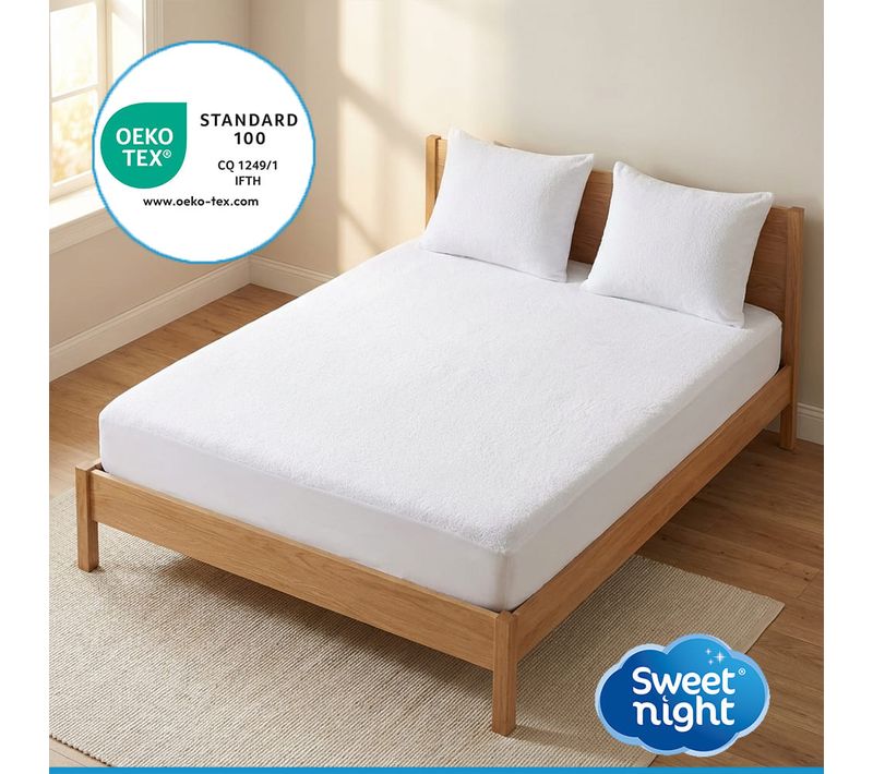 Lot Protection Literie : Protège-matelas 140x190 + 2 Taies D'oreiller 65x65 - Bouclette Coton Douce