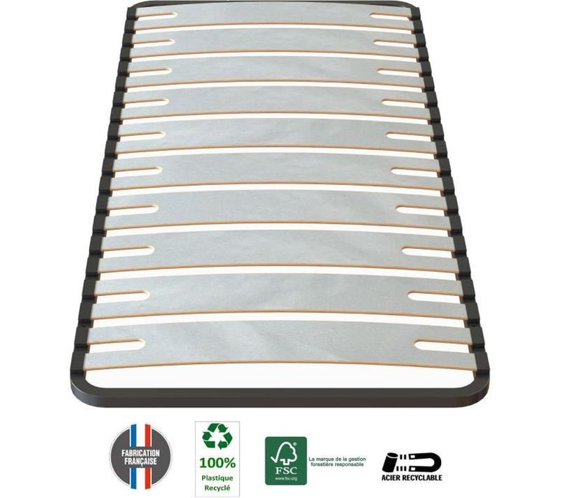 Sommier Optisize 90 x 190 - Cadre A Lattes Extra Large 4 cm