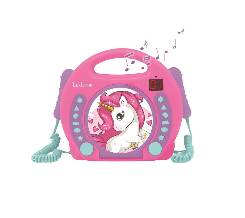 Lecteur Cd Portable Avec 2 Microphones Coloris Licorne