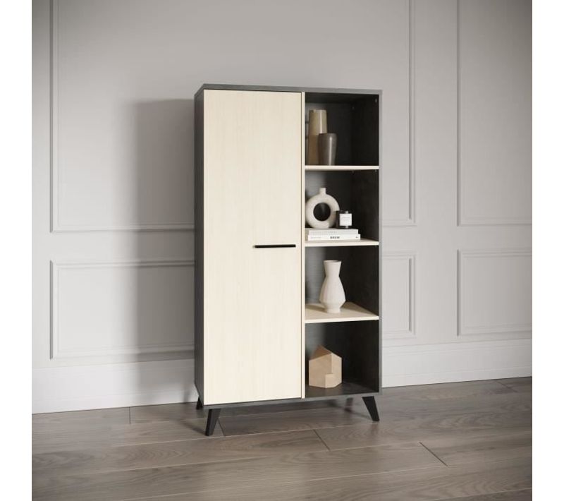 Ensemble Salon - Banc TV, Table Basse, Buffet Haut - Kent - Chêne De Fil / Sidewalk