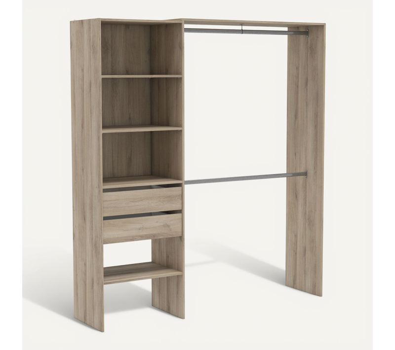 Dressing Modulable Avec étagères Et Tiroirs Bois Clair