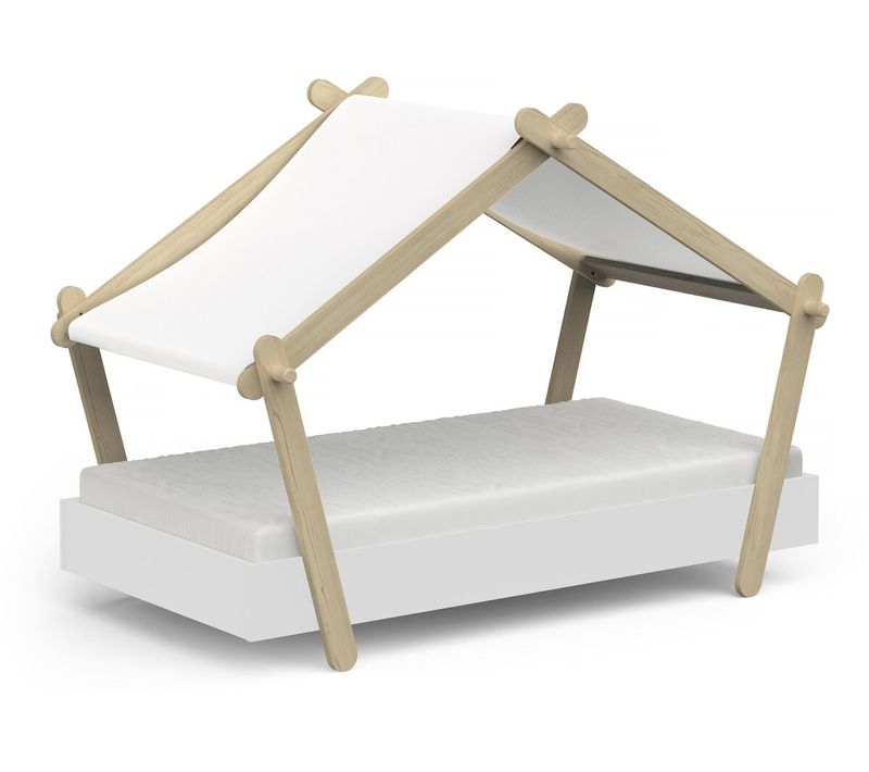 Lit Cabane Surélevé Enfant " Lodge " - 70 X 140 Cm - Blanc Mat