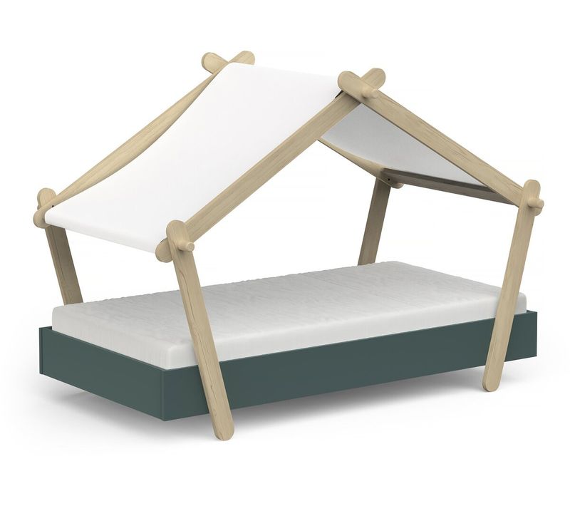 Lit Cabane Surélevé Enfant " Lodge " - 70 X 140 Cm - Vert