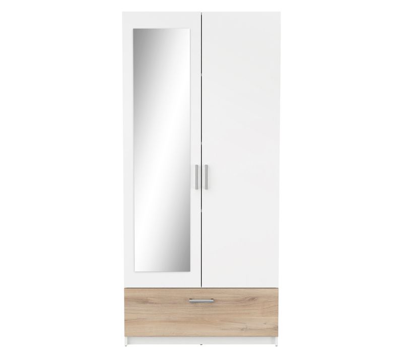 Armoire 2 portes 1 tiroir L.89 cm READY imitation chêne kronberg et blanc