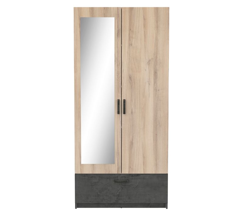 Armoire 2 portes 1 tiroir L.89 cm READY imitation chêne kronberg et ardoise