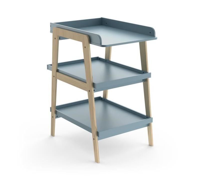 Table à Langer Tsuga - Bois Massif Et Mdf - L.58 X P.71,1 X H.101,2 Cm - Bleu Orage