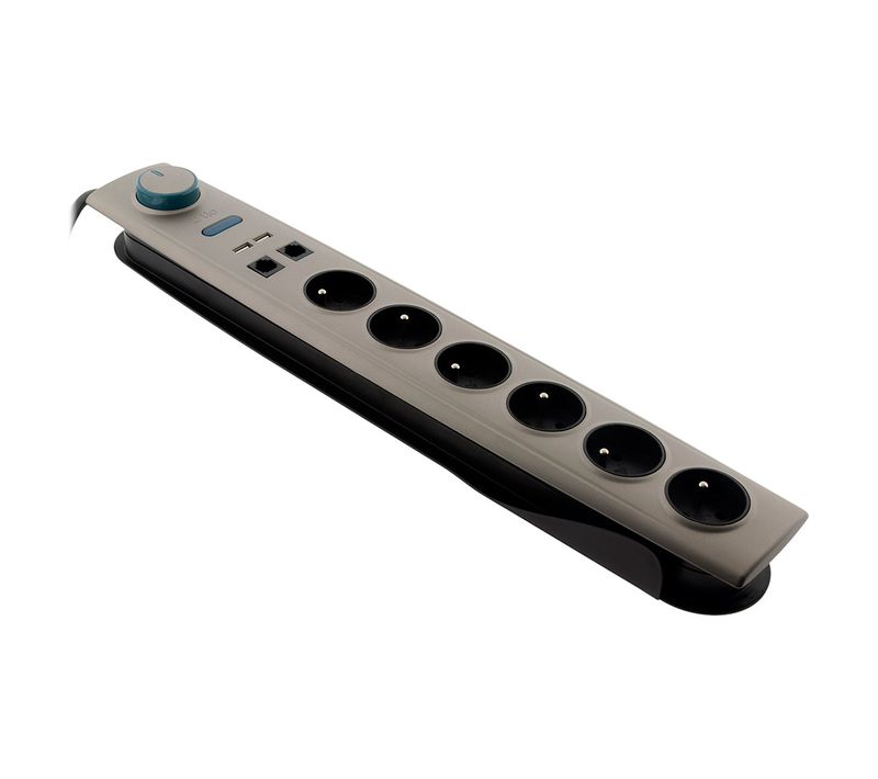 Multiprise Parafoudre 6 Prises 16a Avec Interrupteur + USB Rj11 - Otio