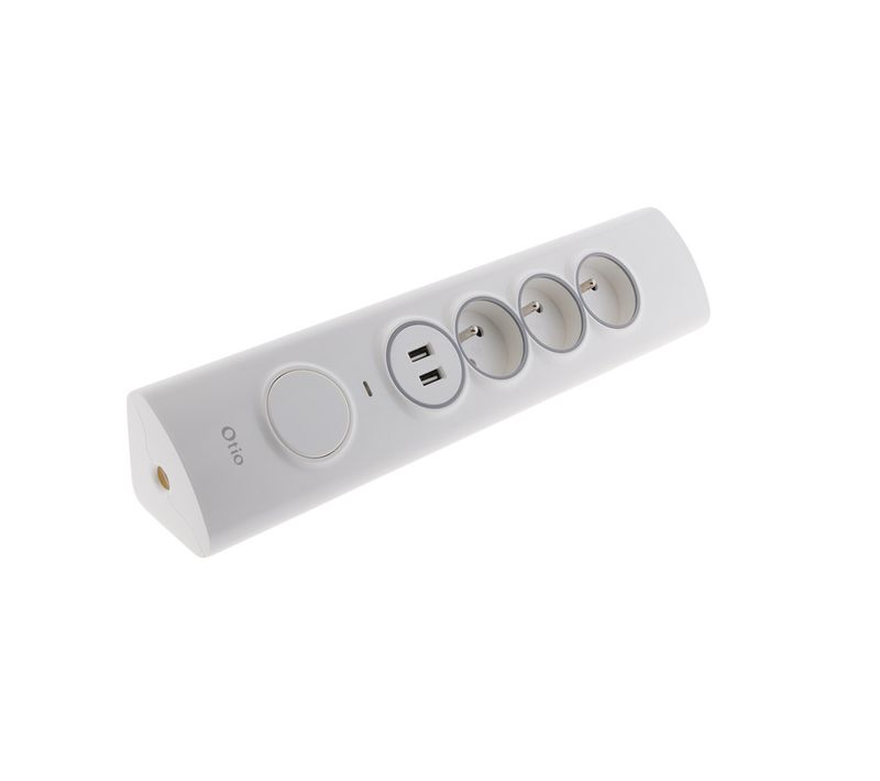 Multiprise D'angle 3p 16a + 1p 16a Latérale + 2 USB Parafoudre à Câbler - Blanc - Otio