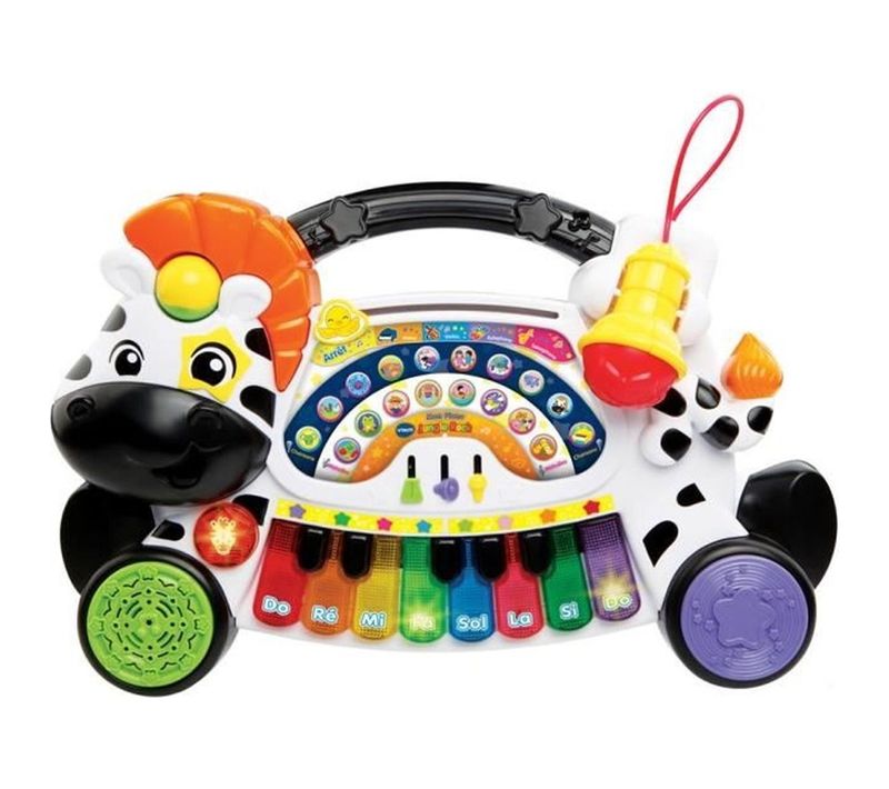 Piano Mini Zèbre Jungle Rock – 8 Touches Lumineuses, Micro, 4 Modes